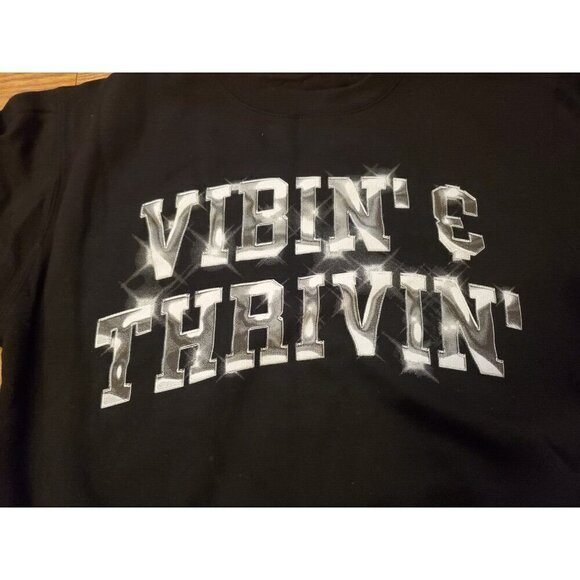 Fashion‎ Nova Vibin' & Thrivin' Crewneck Sweater Women's Size Small Black NWOT - Picture 2 of 5